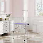 PawHut Foldable Non-slip Surface Pet Grooming Table - Purple-Clamp-on grooming arm, vertically adjustable 20-60 cm (7.9"-23.6") above the tabletop 