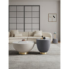 Manhattan Comfort - Ensemble de 3 tables Anderson modernes en similicuir : table basse et tables d’appoint - crème et gris-Table basse et table d’appoint avec un magnifique plateau en céramique effet marbre