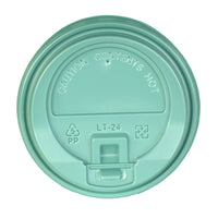 Tannex - Couvercle en dôme avec languette pour gobelets à café en papier de 10 oz, 12 oz, et 16oz - vert sauge - paquet de 1000-Les couvercles sont fabriqués pour les gobelets Tannex à double paroi ondulée de 10 oz, 12 oz et 16 oz
