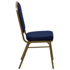 Flash Furniture – Chaise banquet empilable Hercules, dossier couronne, tissu bleu marine à motifs, châssis doré, 4/pqt-Panneau arrière sans couture