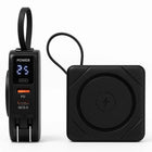 Uncaged Ergonomics - 7-en-1 chargeur sans fil magnétique portable 10 000 mAh - Noir-Hub de charge 7 en 1 : câbles USB-A, USB-C et Lightning, charge sans fil magnétique 15 W, plus broche CA intégrée.