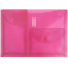JAM Paper Plastic 3 Pocket Envelopes, VELCRO Brand Closure, Letter Booklet, 9.75 x 13, Pink Poly, 10 Pack-Dimension: 9.8"h x 13"w x 1"d