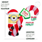 GEMMY Airblown Inflatable Christmas Stuart with Candy Cane Sign - 56" x 59"-For indoor and outdoor use