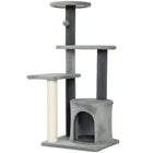 PawHut Cat Tree for Adults Multi-Level Cat Tower - Grey - Large - 41"H-Multi-level cat tree with platforms, a top perch, and a cozy cat house, fulfilling your cat's climbing instincts
