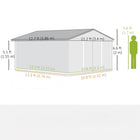 Outsunny Garden Storage Shed with Steel Foundation Kit - 11' x 13' - Brown-Sloped roof prevents moisture and rain from pooling 
