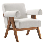 Modway Lyra Fabric Armchair - Ivory Fabric - Set of 2-Woven Heathered Fabric