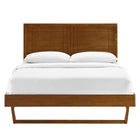 Modway Marlee Wood Full Platform Bed with Angular Frame - Walnut-Full Headboard With Window Pane Detail