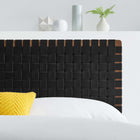 Modway Sparta Weave Vegan Leather Full Headboard with - Walnut Black-Vegan Leather Basketweave