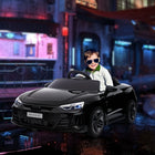 Aosom 12V Audi RS e-tron GT Kids Electric Ride-On Car with Remote Control - Black-Separate horn and music buttons on the steering wheel for loud and clear audio 