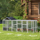 PawHut Outdoor Wooden Combinable Design Chicken Coop with Run - Grey-Recommended chicken coop dimensions are less than 43.3" L x 19.7" W x 27.6" H (110 x 50 x 70 cm) 