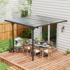 Outsunny Outdoor Hardtop Polycarbonate Roof Pergola - 10' x 10' - Gazebo Grey-PC roof prevents overexposure to the sun and filters a pleasant light to you 