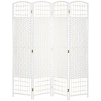 HOMCOM 4 Panel Wave Fiber Freestanding Room Divider for Home Office - White-This room divider is ideal for creating personal space or dividing larger rooms
