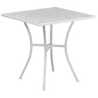 28'' Square White Indoor-Outdoor Steel Patio Table Set with 2 Round Back Chairs [CO-28SQ-03CHR2-WH-GG]-Designed for Indoor and Outdoor Use