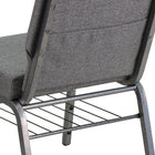 Flash Furniture HERCULES Series 21"W Church Chair with Book Rack & Silver Vein Frame - Grey Fabric-4'' Thick Seat with 5'' Thick Waterfall Edge