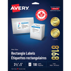 Avery TrueBlock Laser/Inkjet Shipping Labels - 5" x 3-1/2" - White - 100 Pack - (8168)-Permanent Label