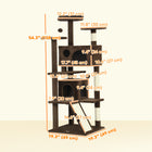 PawHut 54" H Cat Tree with Two Cat Condos - Light Brown-Multiple platforms for climbing and viewing 