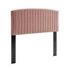 Modway Alessi Performance Velvet Queen Platform Bed with Tapered Wood Legs - Dusty Rose-Channel Tufted Headboard