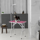 PawHut Foldable Pet Grooming Table for Dogs Cats Non-slip Surface - Pink-Tabletop with textured rubber surface for preventing slipping off