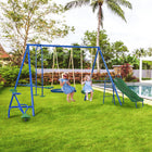 Outsunny - Ensemble de balançoires en métal 5 en 1 avec balançoire soucoupe, toboggan, balançoire à bascule, planeur, siège de balançoire, échelle - multicolore-Peut accueillir jusqu'à sept enfants en même temps 