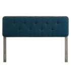 Modway Collins Tufted Fabric and Wood Twin Headboard - Grey Azure-Dense Foam Padding