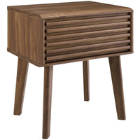 Modway Render End Table - Walnut-Mid-Century Nightstand