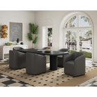 Manhattan Comfort - Lot de 2 fauteuils de salle à manger modernes Anna ronds 23,23 po en similicuir - Étain-Coussinets de pied en plastique épais