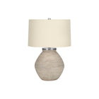 Monarch Specialties 25" H Contemporary Table Lamp - Cream Concrete / Beige Shade-Bring some warmth and brightness to your home with this stylish 25"h contemporary table lamp in an elegant jar shape base with a cream concrete texture of fine lined ridges, topped with an beige linen drum shade and round silver finial