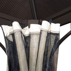Outsunny Hardtop Canopy Gazebo Heavy Duty Sun Shade Shelter with Curtains - 10' x 10' - Beige/Coffee-Exterior zippered sidewalls