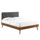 Modway Bridgette Wood Queen Platform Bed with Splayed Legs - Walnut Charcoal-Queen Platform Bed Frame