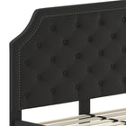Flash Furniture - Lit plateforme Brighton grand touffeté en tissu noir-15 lattes en bois