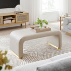 Modway Koda Performance Velvet Waterfall Ottoman - Brass/Almond-Metal Base