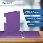 Davis Group Super économie, Reliure à anneaux en “D” inclinés 1.5 po, paquet de 6 – Violet-Polypropylène sans PVC