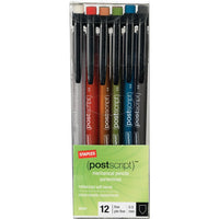 Staples Postscript Mechanical Pencils - 0.5mm - Assorted - 12 Pack-Slim barrel for controlled writing