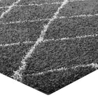 Modway - Toryn Réseau en losange Tapis 5 pi l x 8 pi L Shag Area - Gris foncé et ivoire-Haute densité / Tissé à la machine