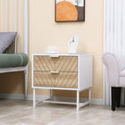 HOMCOM - Table de chevet moderne avec 2 tiroirs et base en métal - blanc-Utilisez-le comme commode de chambre, table d’appoint ou organisateur de pièce 