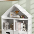 Qaba - Bibliothèque pour enfants à 3 niveaux avec deux tiroirs, pour chambre, salle d’enfants - blanc-Assemblage requis
