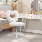 HOMCOM - Chaise de bureau sans accoudoirs en polaire Motif cœur - Blanc-Assemblage requis