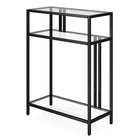 Hudson&Canal Cortland 22"W Console Table with Glass Shelves - Blackened Bronze-Tabletop and shelves are made of durable tempered glass
