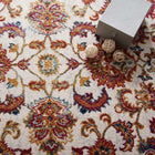 Modway - Entourage Treillis floral vintage Azami Vieilli Tapis de comédie 8 pi l x 10 pi L - Ivoire Bleu Orange Jaune Rouge-Protégez les planchers contre le passage des piétons / du mobilier