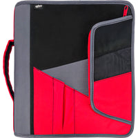 Hilroy 2" 3 Ring Pandora Zipper Binder - Red/Black-2" Ring Capacity - Hold approx. 375 to 500shts of standard 20lb paper