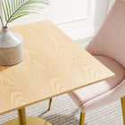 Modway Lippa 28" Square Wood Dining Table - Gold Natural-Seats 2