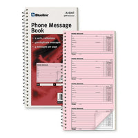 Blueline Telephone Message Book - 10-3/4" x 5-3/4" - 100 Sheets - English-Each message form allows a place for date, time, name of caller, phone and fax number of caller