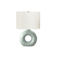 Monarch Specialties - Luminaire - 24 po H Lampe De Table - Céramique Verte - Abat-Jour Ivoire / Crème - Contemporain - Moderne-Lampe de table contemporaine et élégante de 24 pouces, dotée d'une base en céramique vert clair en forme de beignet, surmontée d'un abat-jour ovale en tissu ivoire et d'un embout rond en métal argenté