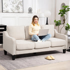 HOMCOM - Canapé 3 places en lin avec ressorts ensachés - beige-Coussins extra-épais pour un confort accru 