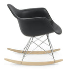 Nicer Furniture Eiffel Style Molded Plastic Rocking Armchair - Black-Ash Wood Rockers in Natural Color