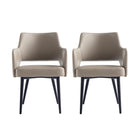 Manhattan Comfort Tremont 22.8" Modern Leatherette Upholstered Dining Arm Chair - Taupe - Set of 2-Modern Dining Arm Chair for Dining Room and Task Use. Set of 2