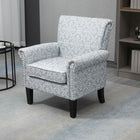 HOMCOM - Fauteuil d’appoint moderne avec accoudoirs roulés - pieds en bois - clous décoratifs pour chambre - gris-Tissu en polyester respirant aspect lin, avec motif et couleur uniques pour un style moderne et élégant 
