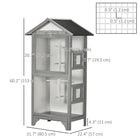 PawHut 62" H Large Wooden Bird Cage - Light Grey-Constructed of lightweight, weather-resistant fir wood 