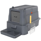 PawHut 80L Stainless Steel Cat Litter Box - Dark Grey-Features a pull-out drawer and flip-up front for effortless cleaning 