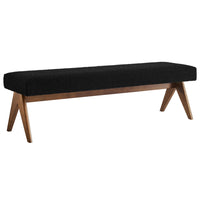 Modway Lyra 63" Boucle Upholstered Bench - Black-Boucle Fabric Upholstery
